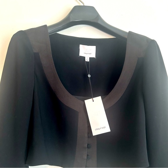 Cinq à Sept NWT Designer Colby Crop Jacket/Top Black/Black Size 8 - Picture 3 of 11